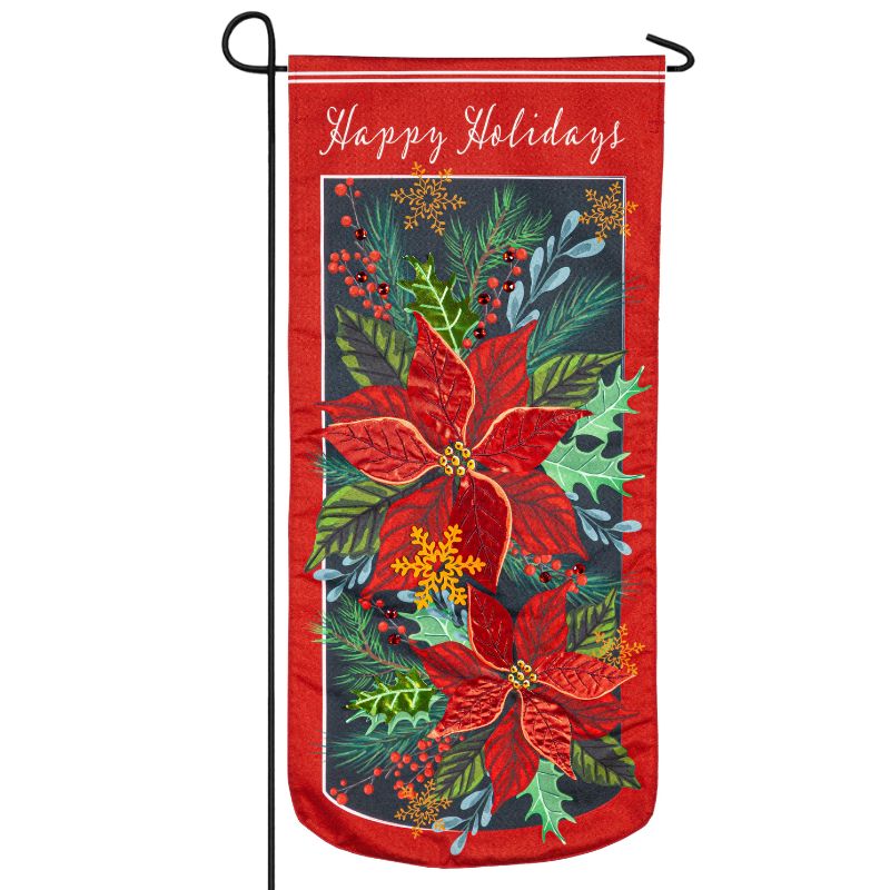 Happy Holidays Poinsettia Banner
